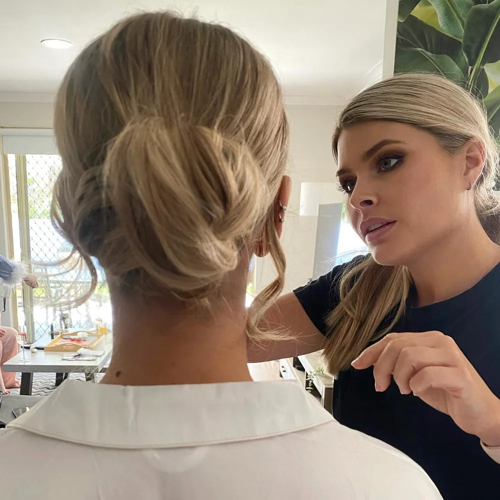 Chelsea Crocos applying makeup for a client in Perth